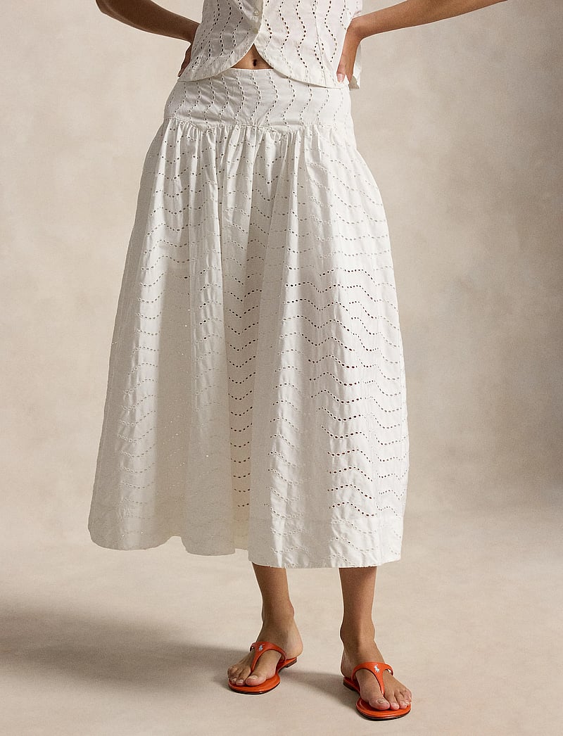 Polo Ralph Lauren - EMB 80/2 MW CTN PW-WVN-SKIRT - midi - white - 0