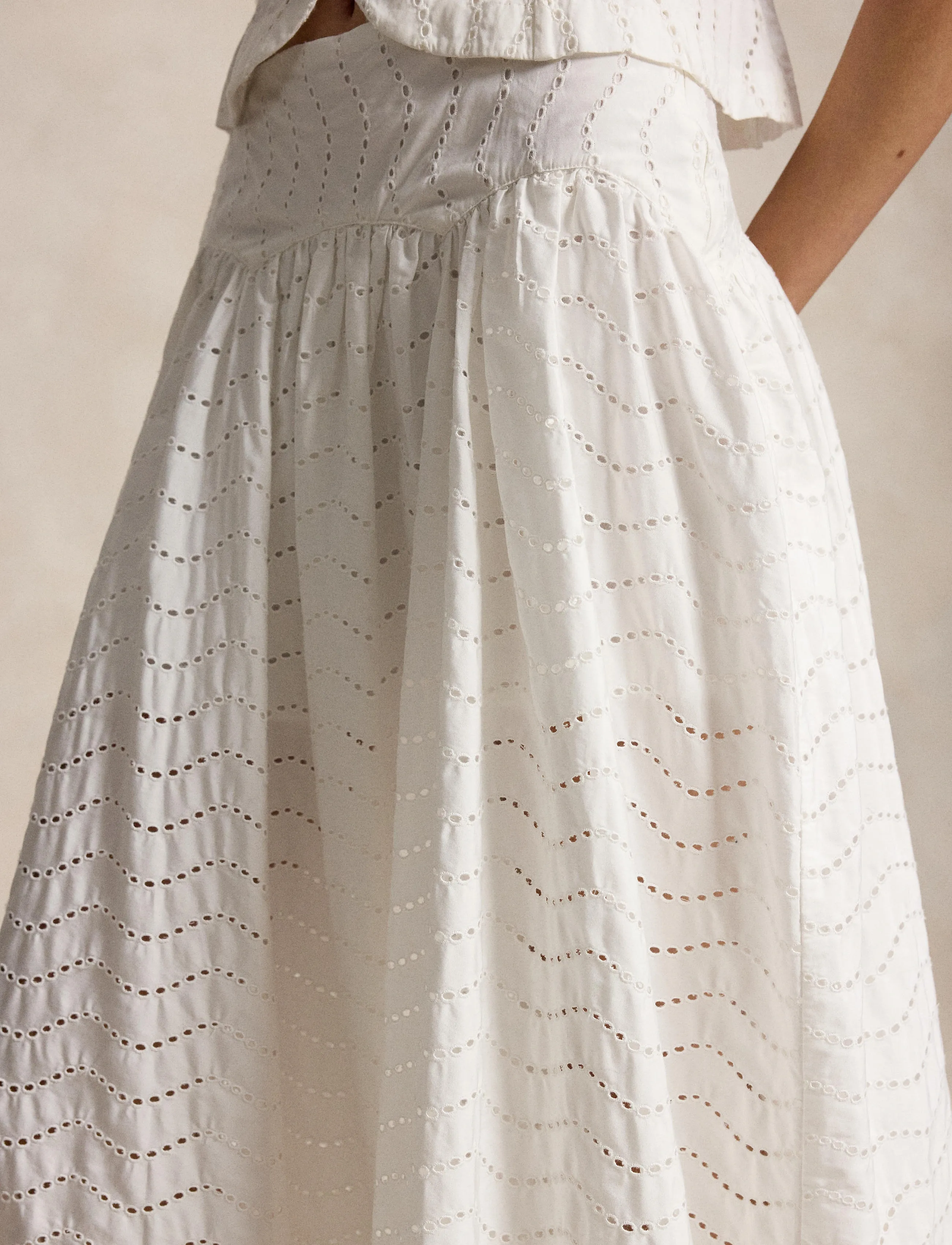 Polo Ralph Lauren - EMB 80/2 MW CTN PW-WVN-SKIRT - midiseelikud - white - 4