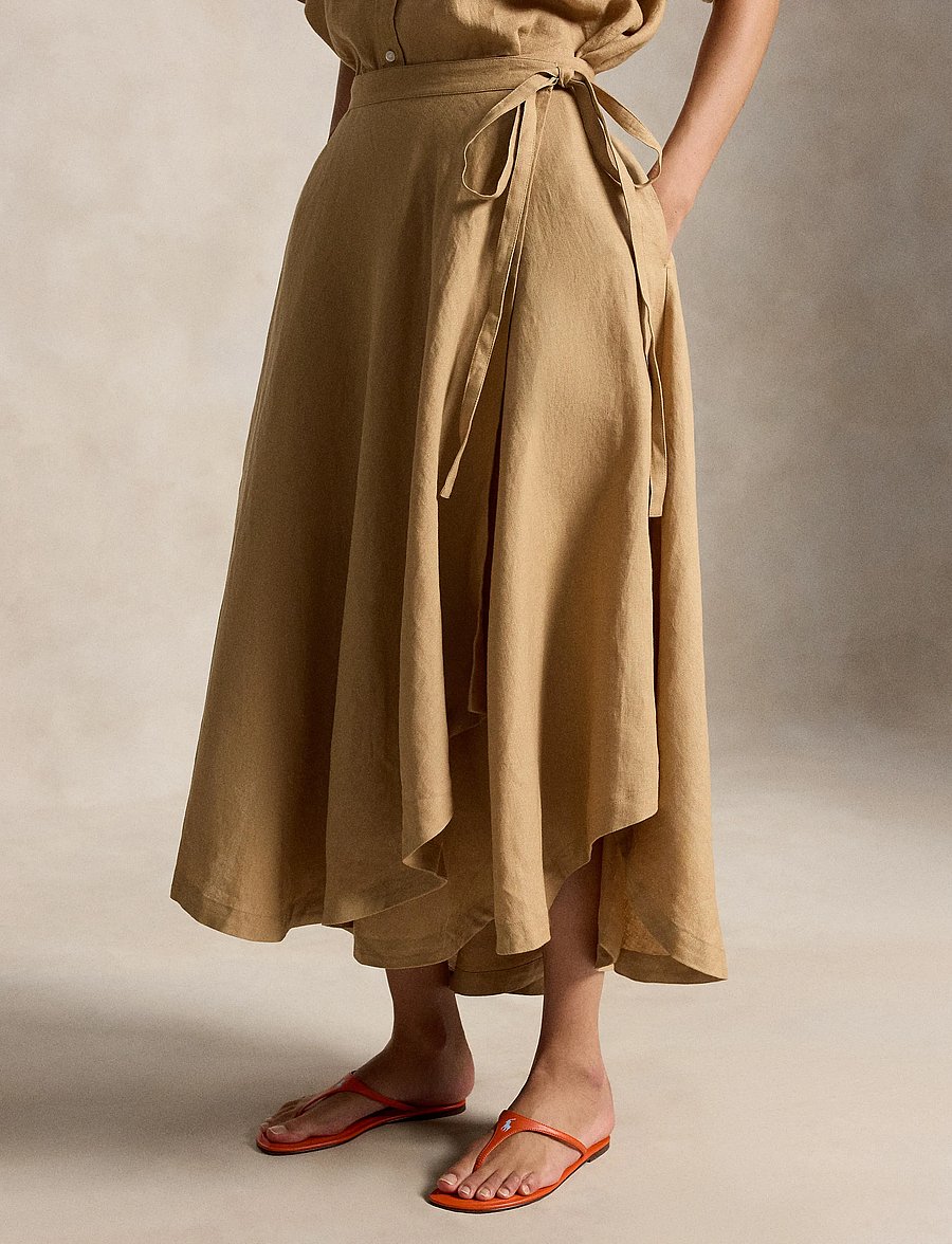 Polo Ralph Lauren - Linen Wrap Skirt - hõlmikseelikud - classic camel - 0