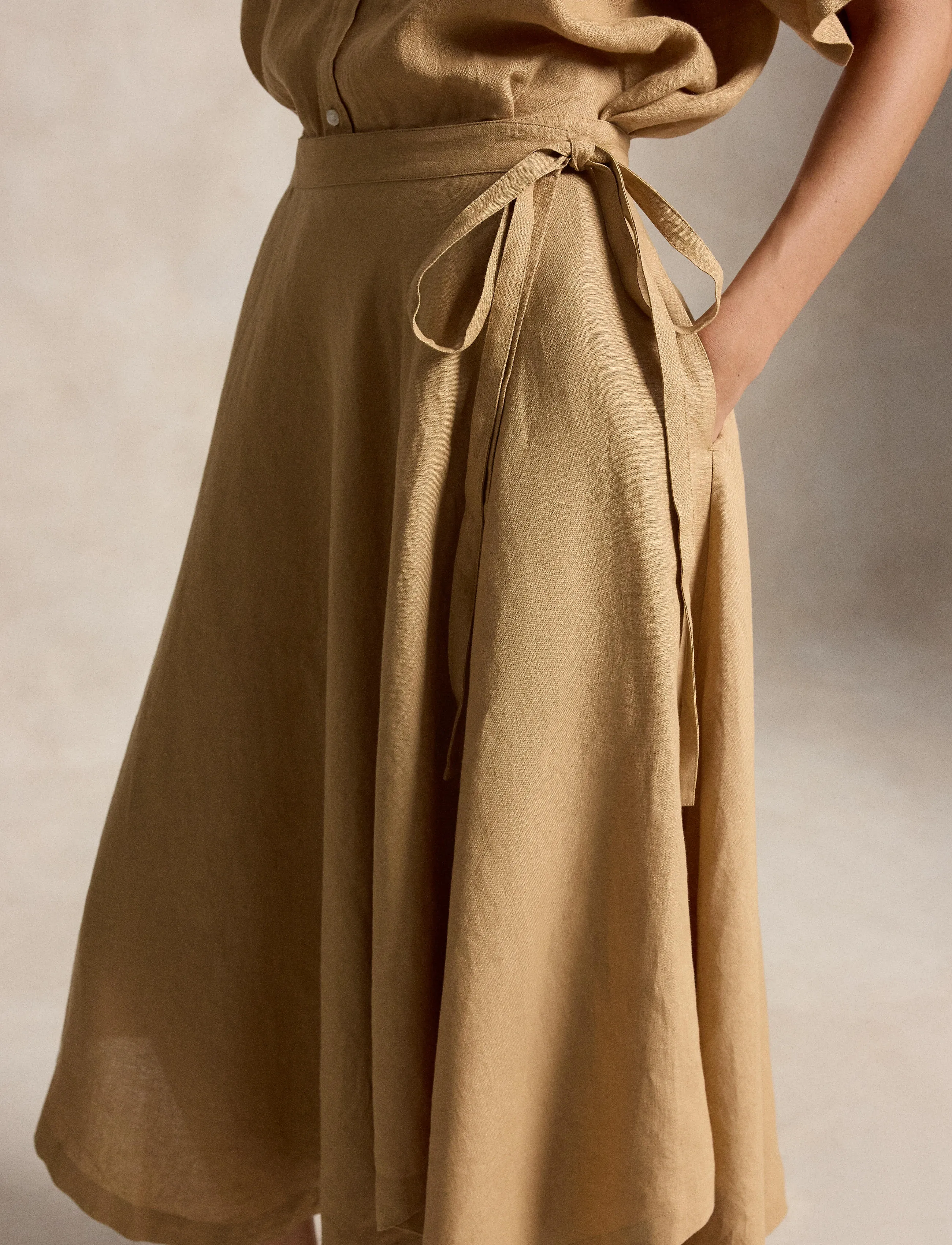 Polo Ralph Lauren - 26/1 MW PD LINEN-WVN-SKIRT - omlottkjolar - classic camel - 4