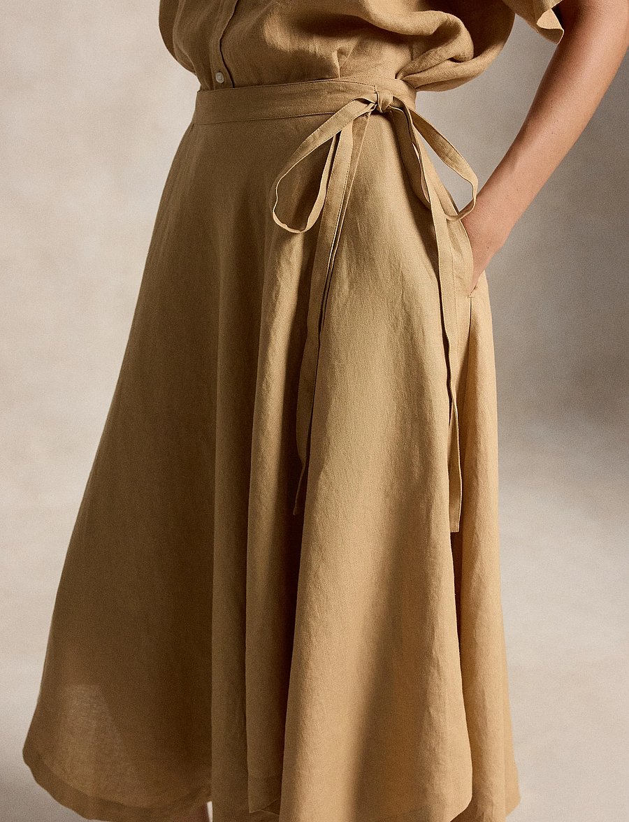 Polo Ralph Lauren - Linen Wrap Skirt - hõlmikseelikud - classic camel - 4
