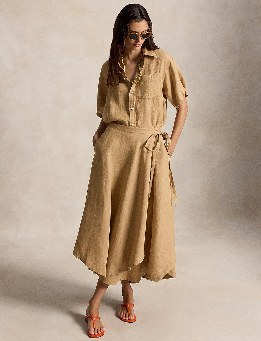 Polo Ralph Lauren - Linen Wrap Skirt - hõlmikseelikud - classic camel - 5