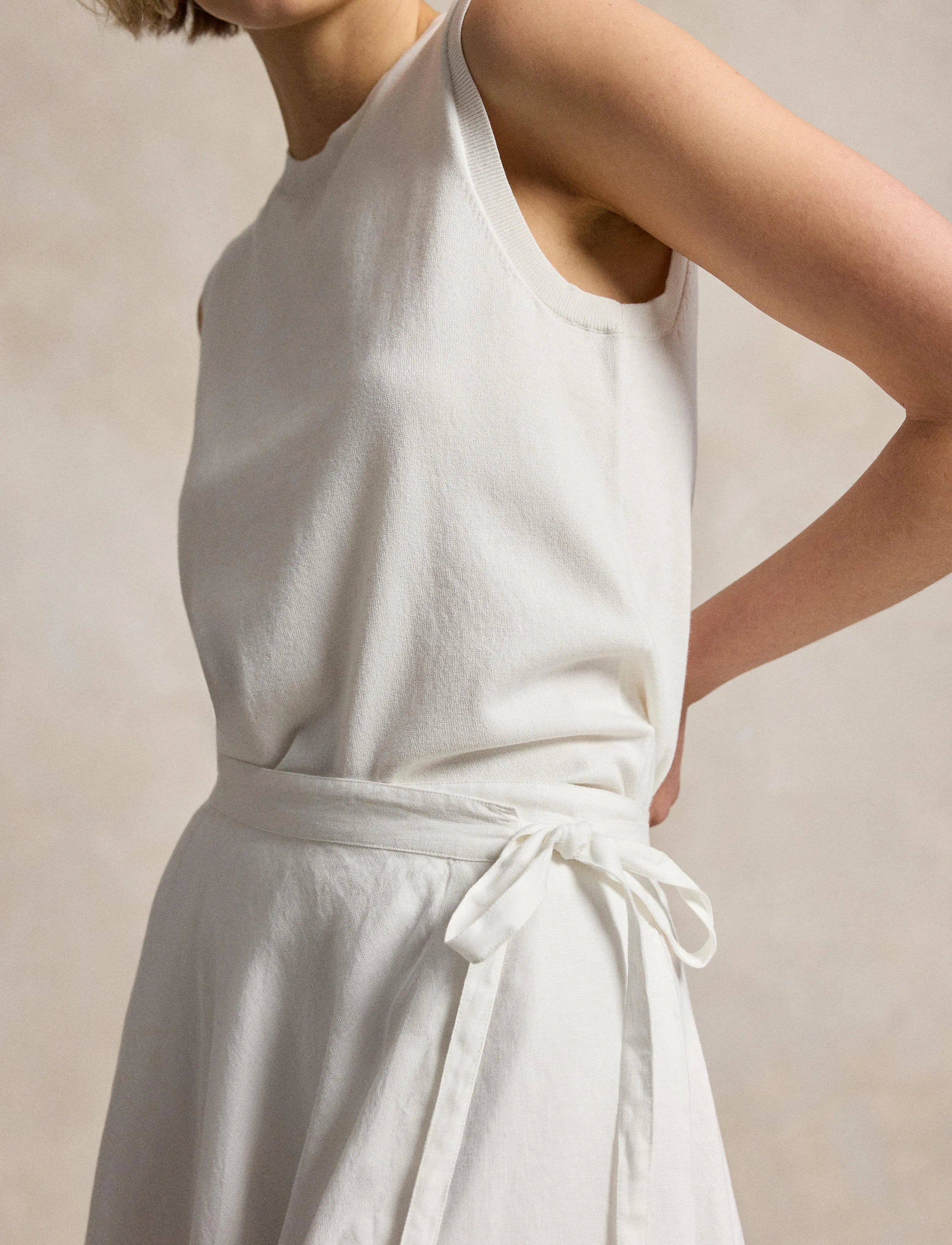 Polo Ralph Lauren - 26/1 MW PD LINEN-WVN-SKIRT - slå-om-nederdele - white - 3