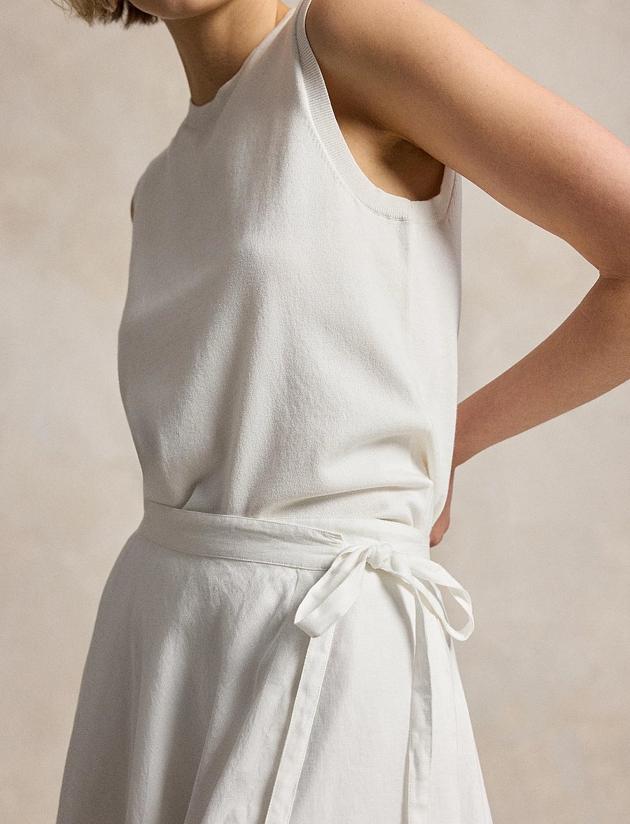 Polo Ralph Lauren - 26/1 MW PD LINEN-WVN-SKIRT - wikkelrokken - white - 3