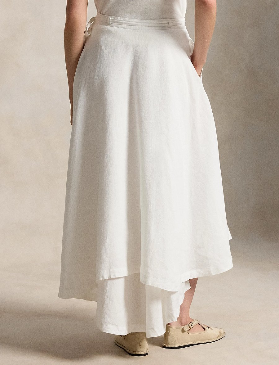 Polo Ralph Lauren - 26/1 MW PD LINEN-WVN-SKIRT - wikkelrokken - white - 4