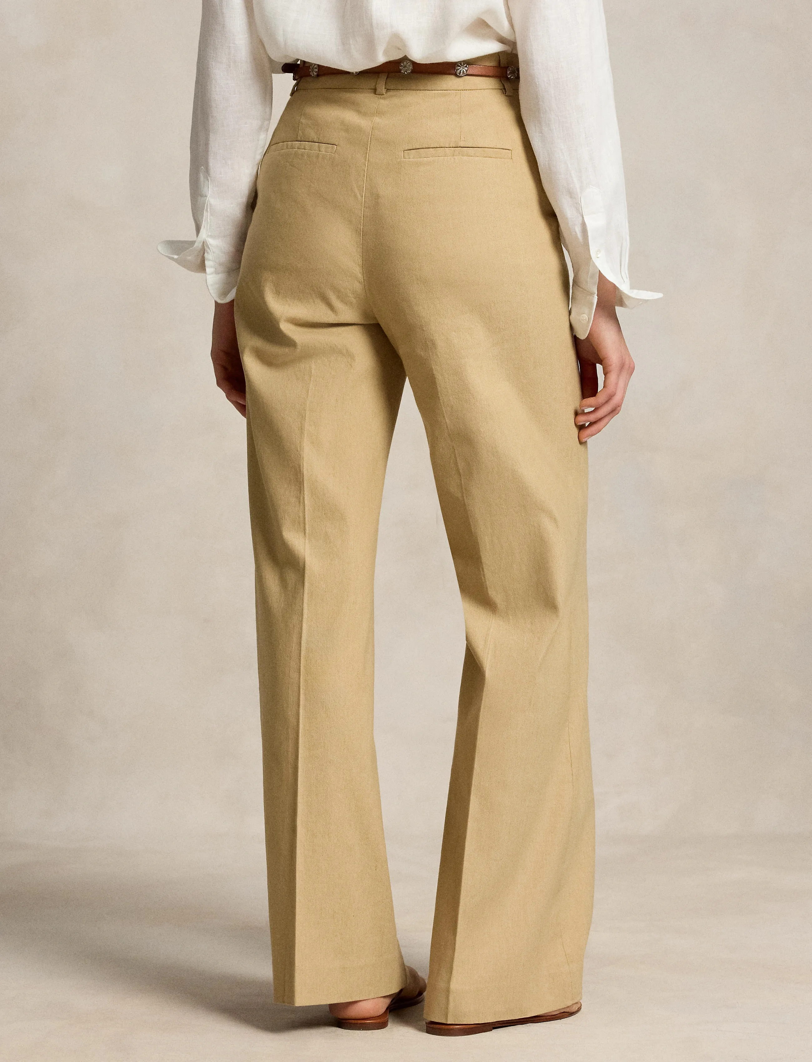 Polo Ralph Lauren 12/1 Str Lin Bld Pw-Wvn-Pants, 40, Beige, Bukser > Brede Ben, Dame