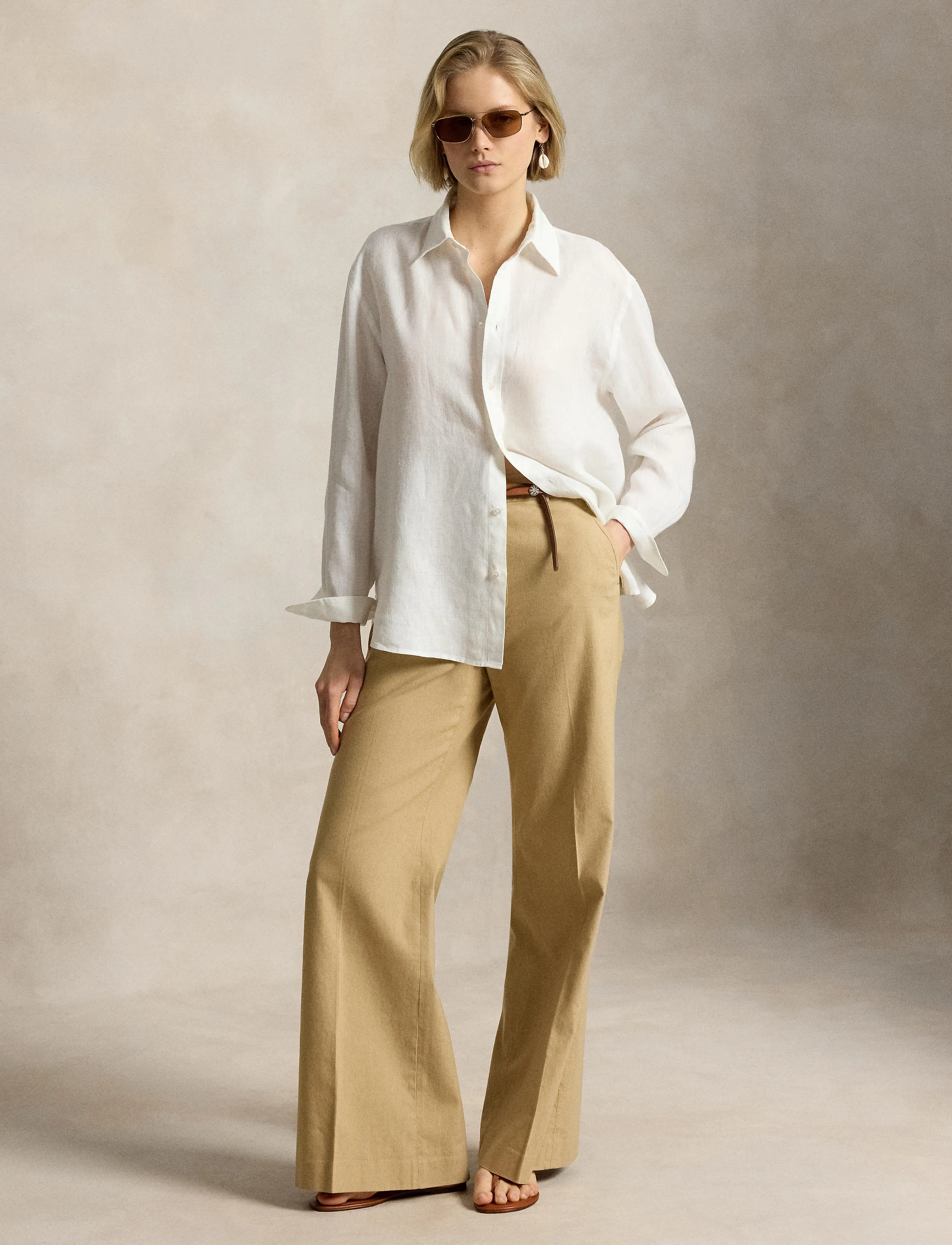 Polo Ralph Lauren - 12/1 STR LIN BLD PW-WVN-PANTS - linnebyxor - classic camel - 4