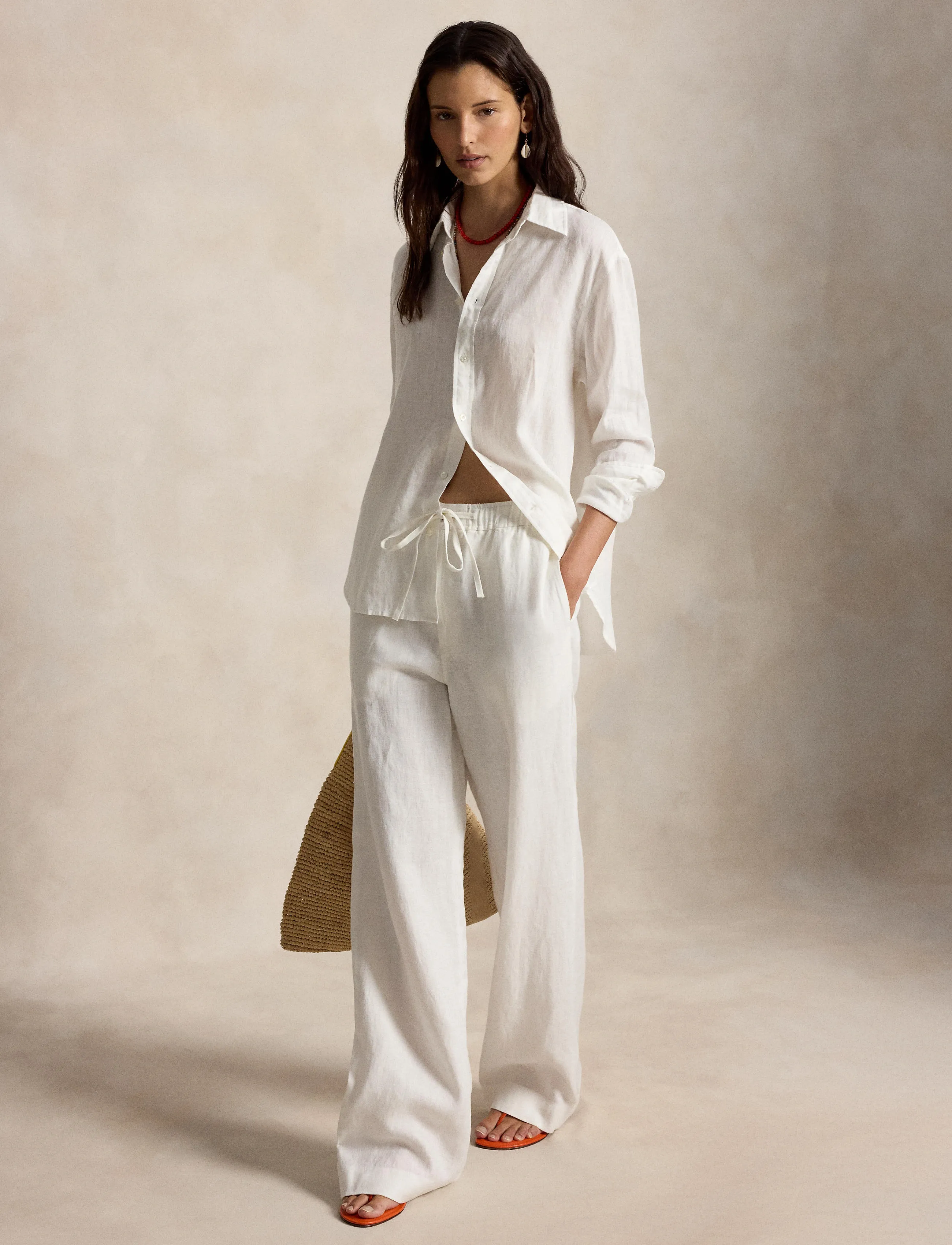 Polo Ralph Lauren 9/1 PD LINEN-WVN-PANTS - Broeken - NEVIS / white