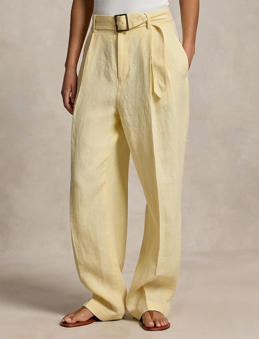Polo Ralph Lauren - 9/1 YD LINEN-WVN-PANTS - hørbukser - yellow - 0