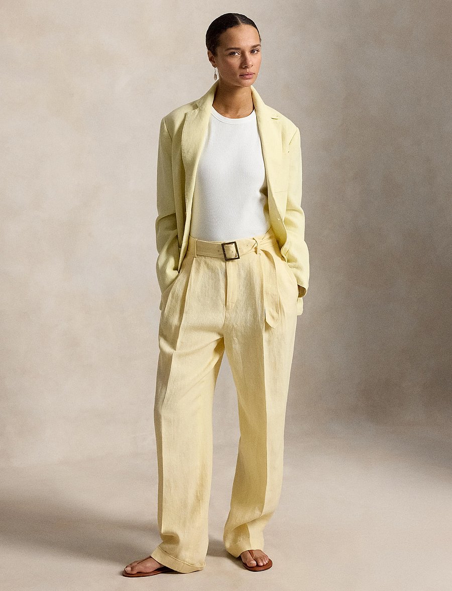 Polo Ralph Lauren - 9/1 YD LINEN-WVN-PANTS - hørbukser - yellow - 3