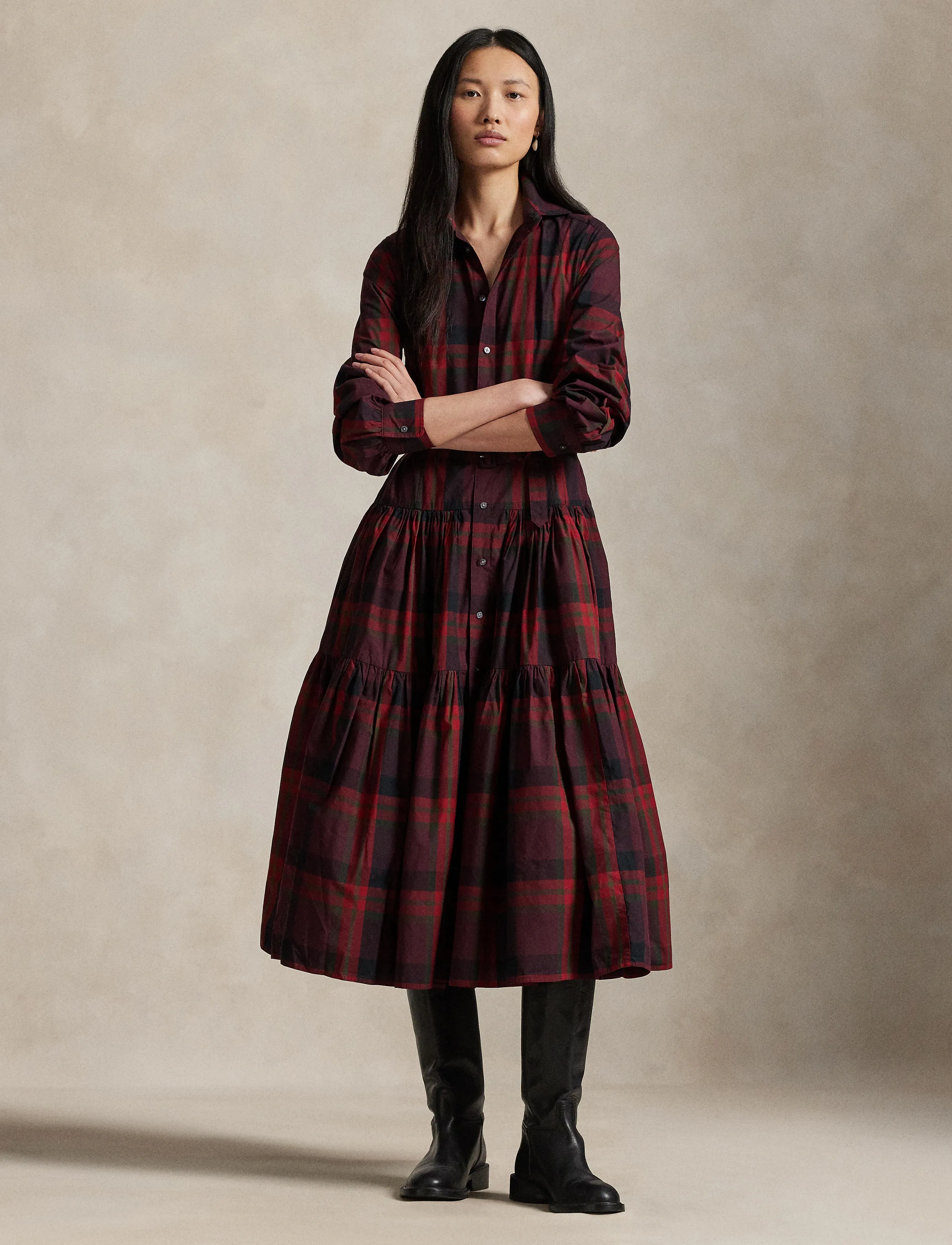 Polo Ralph Lauren - Plaid Tiered Shirtdress - 1967 red multi pl - 3