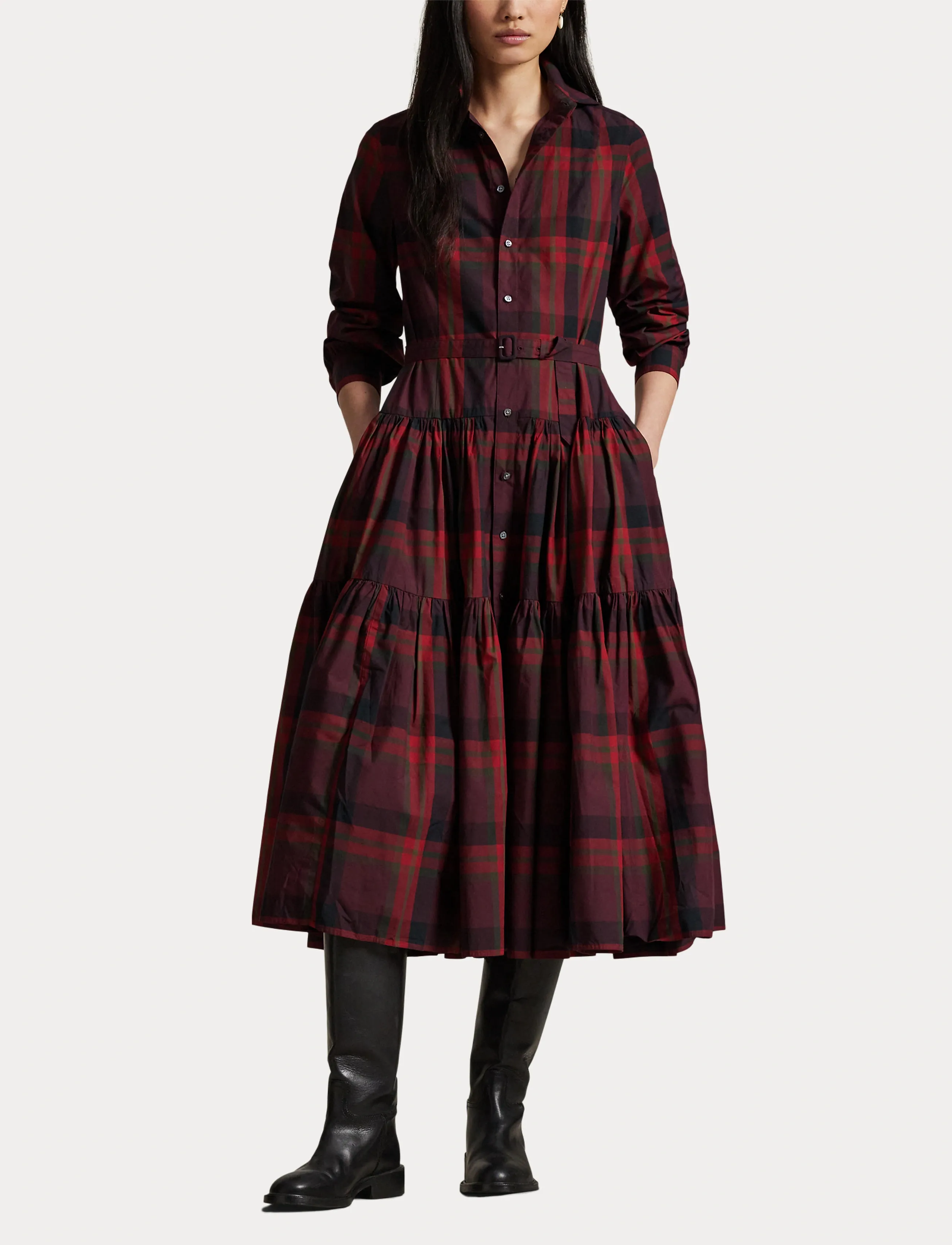 Polo Ralph Lauren - Plaid Tiered Shirtdress - 1967 red multi pl - 4