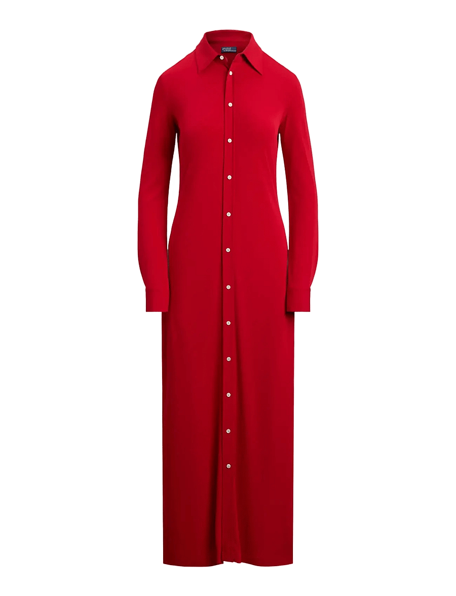 Polo Ralph Lauren - Interlock Buttoned Shirtdress - park avenue red x - 1