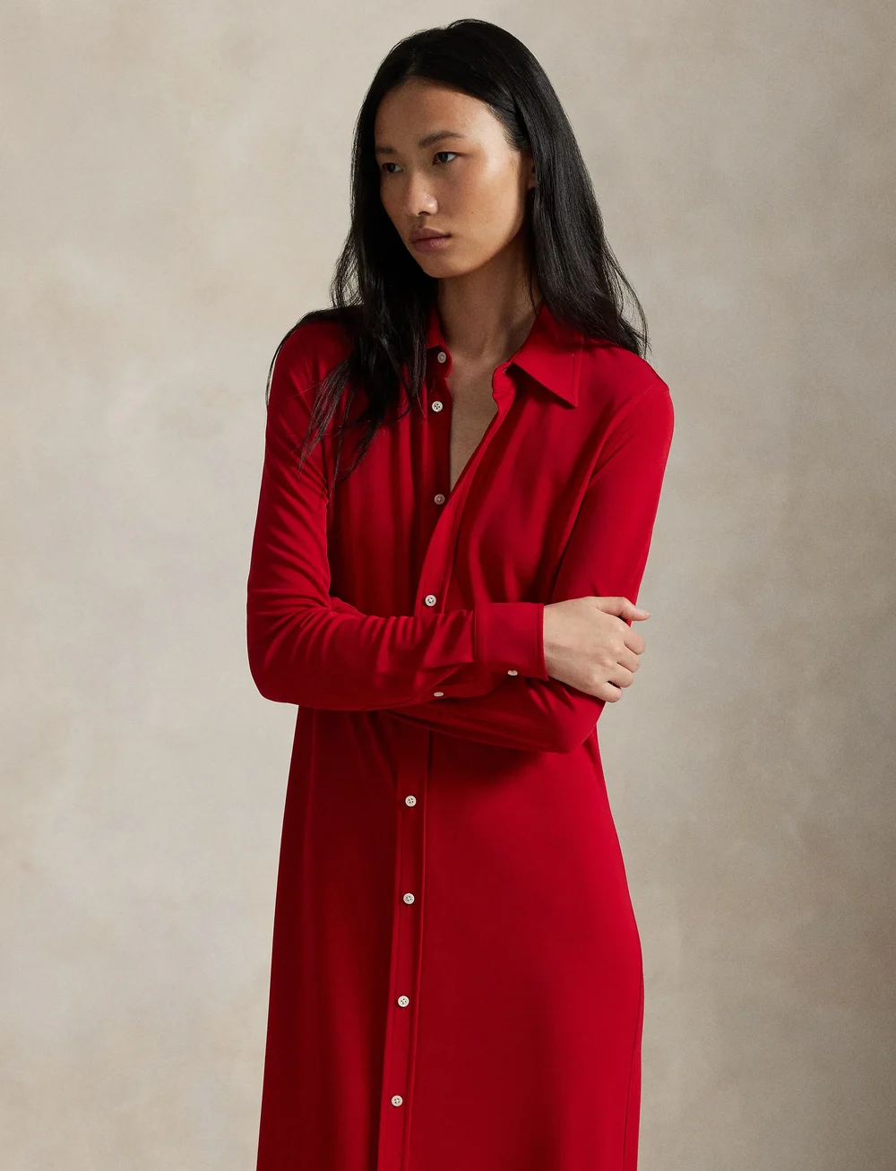 Polo Ralph Lauren - Interlock Buttoned Shirtdress - maxikjoler - park avenue red x - 0