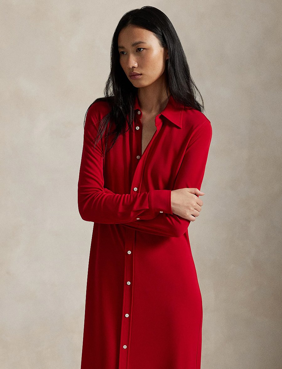 Polo Ralph Lauren - Interlock Buttoned Shirtdress - park avenue red x - 0