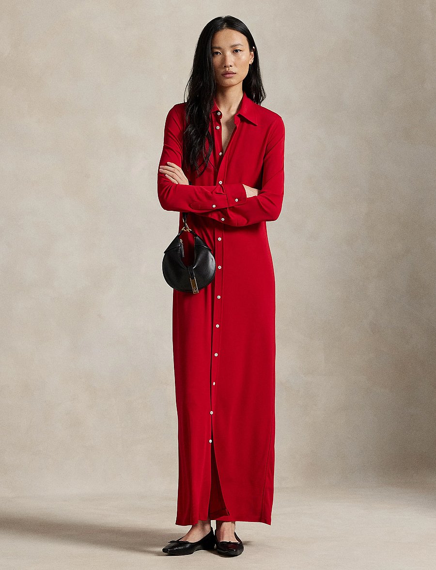 Polo Ralph Lauren - Interlock Buttoned Shirtdress - park avenue red x - 3