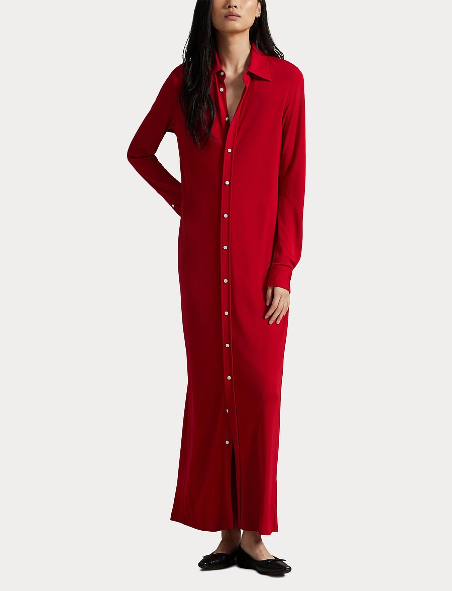 Polo Ralph Lauren - Interlock Buttoned Shirtdress - park avenue red x - 4