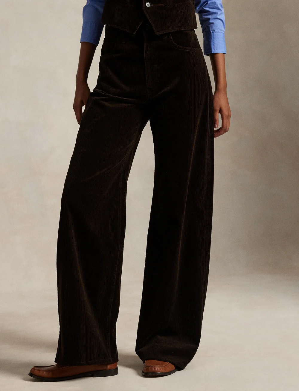 Polo Ralph Lauren - Cotton Corduroy Wide-Leg Pant - vida jeans - dark beech - 0