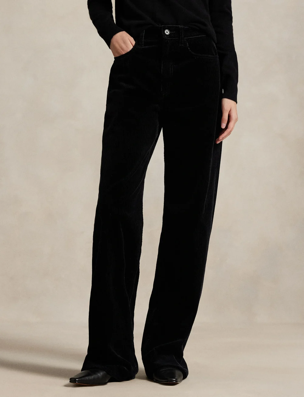 Polo Ralph Lauren - Cotton Corduroy Wide-Leg Pant - wide leg jeans - polo black - 0