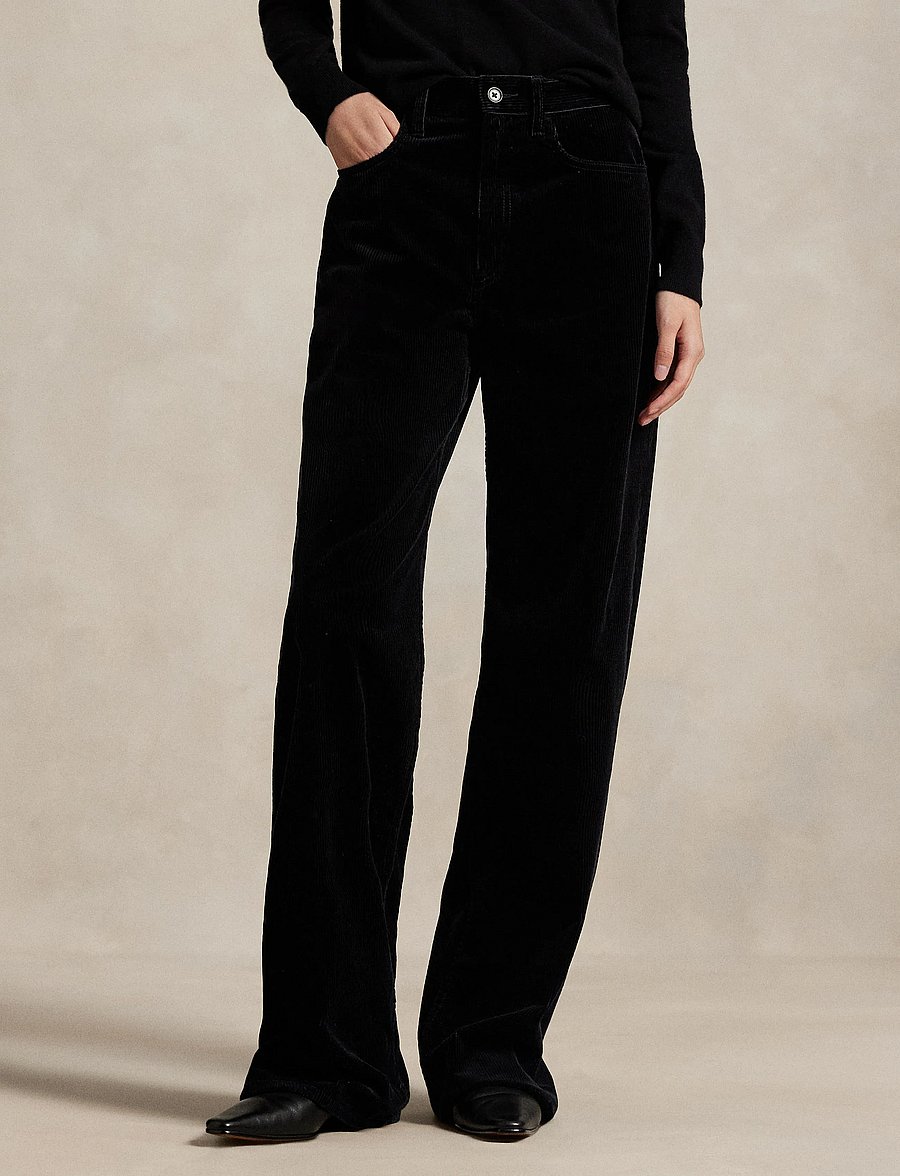 Polo Ralph Lauren - Cotton Corduroy Wide-Leg Pant - pantalons larges - polo black - 0