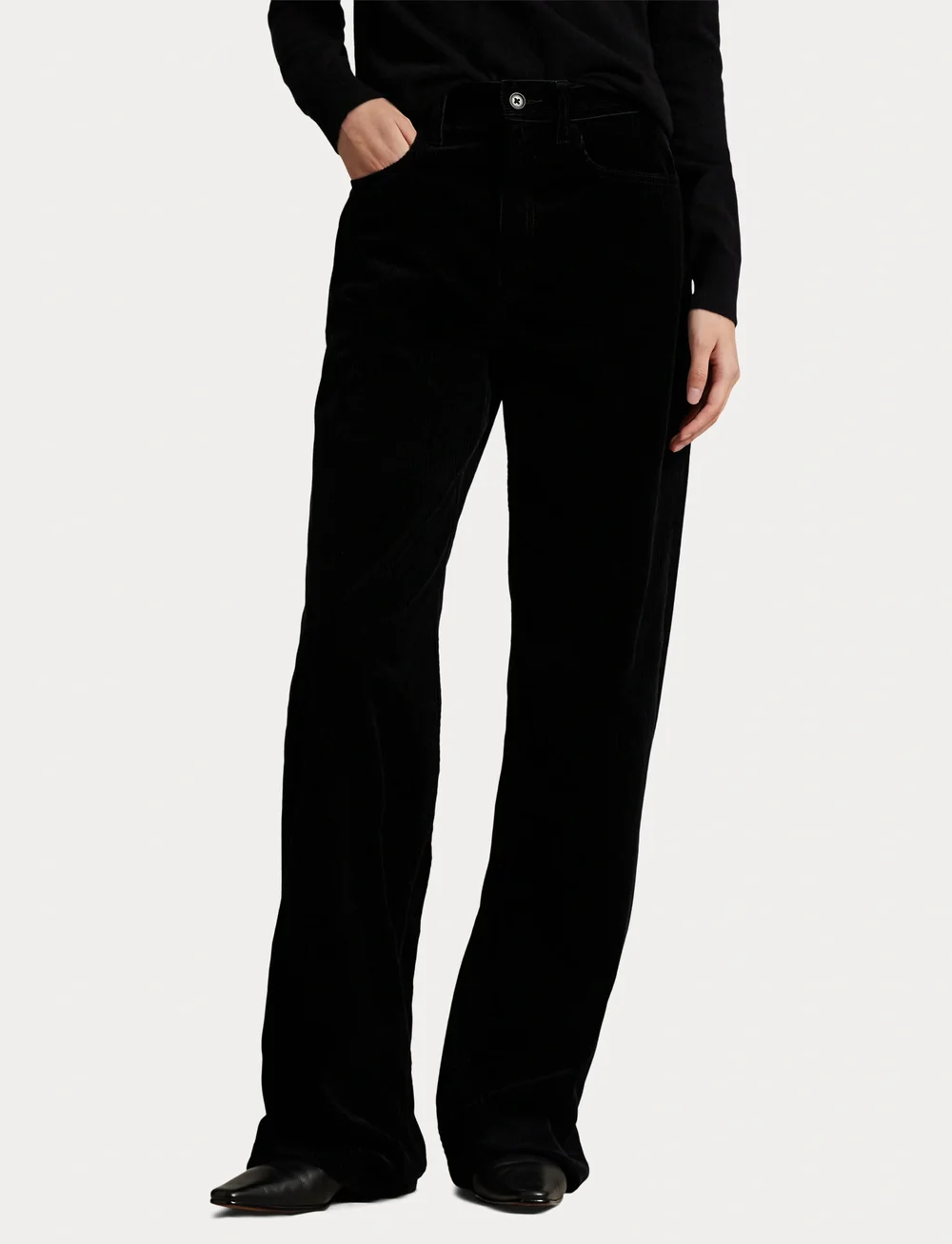 Polo Ralph Lauren - Cotton Corduroy Wide-Leg Pant - wide leg jeans - polo black - 5