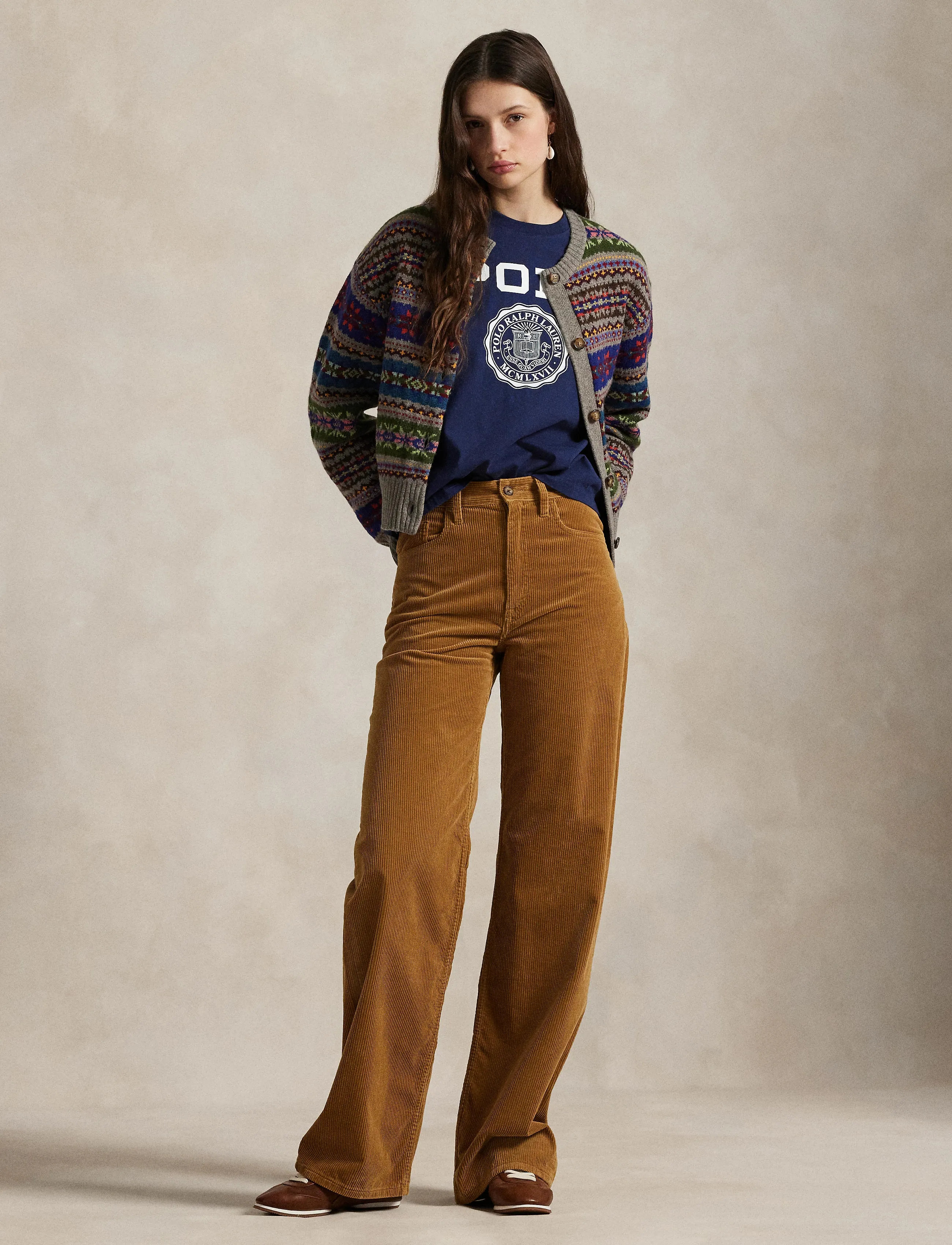Polo Ralph Lauren - Cotton Corduroy Wide-Leg Pant - brede jeans - tan - 3