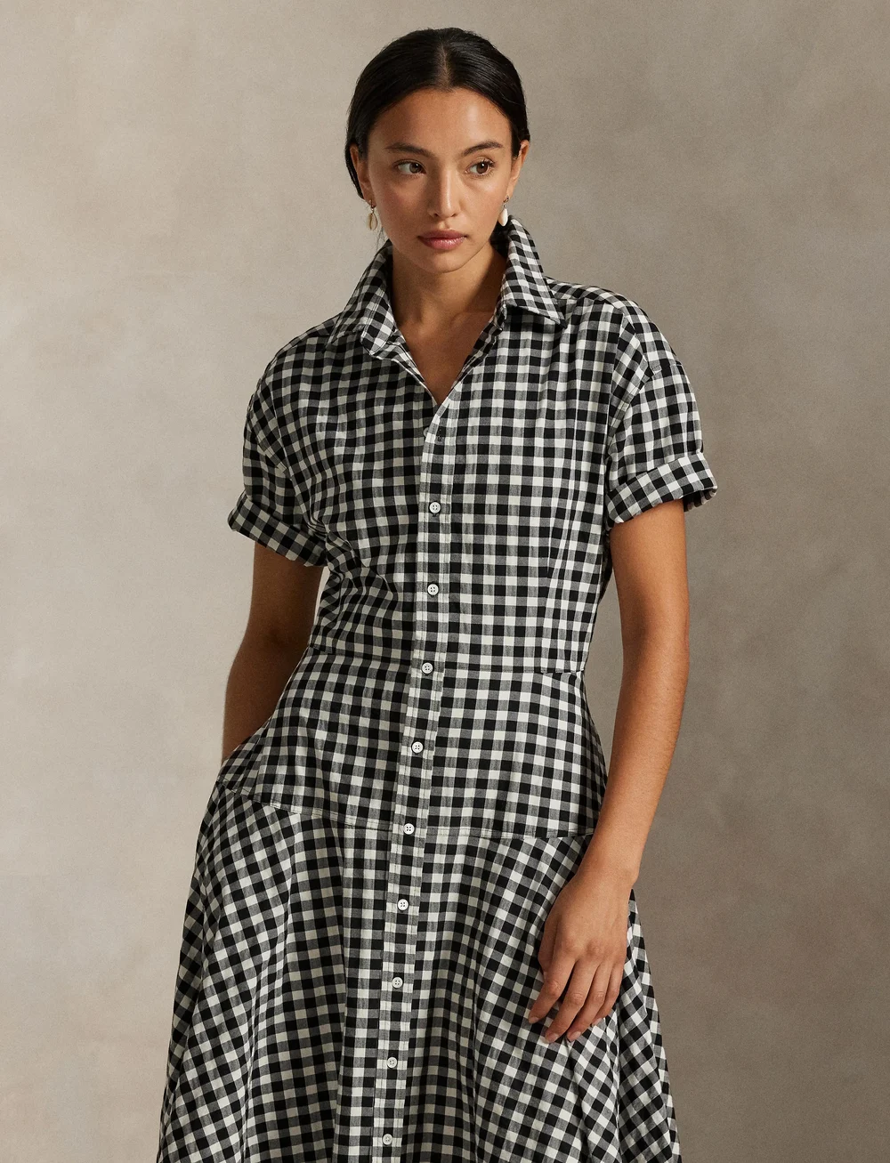 Polo Ralph Lauren - Gingham Paneled Shirtdress - robes chemises - 1945 black white - 0