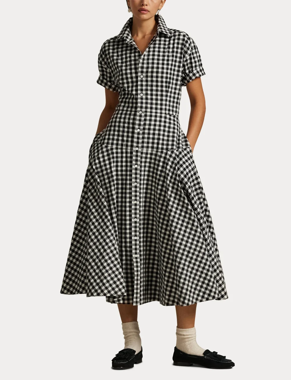 Polo Ralph Lauren - Gingham Paneled Shirtdress - robes chemises - 1945 black white - 4