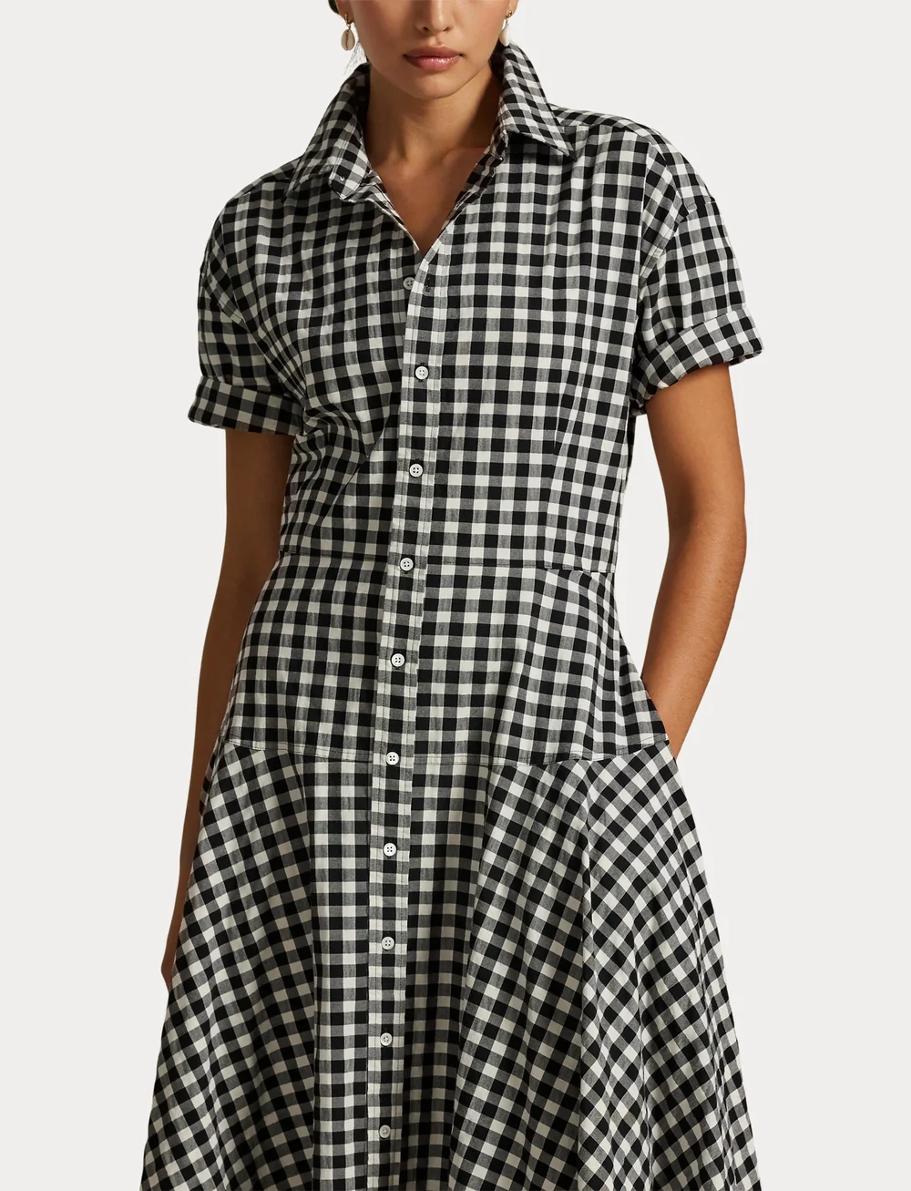 Polo Ralph Lauren - Gingham Paneled Shirtdress - robes chemises - 1945 black white - 5