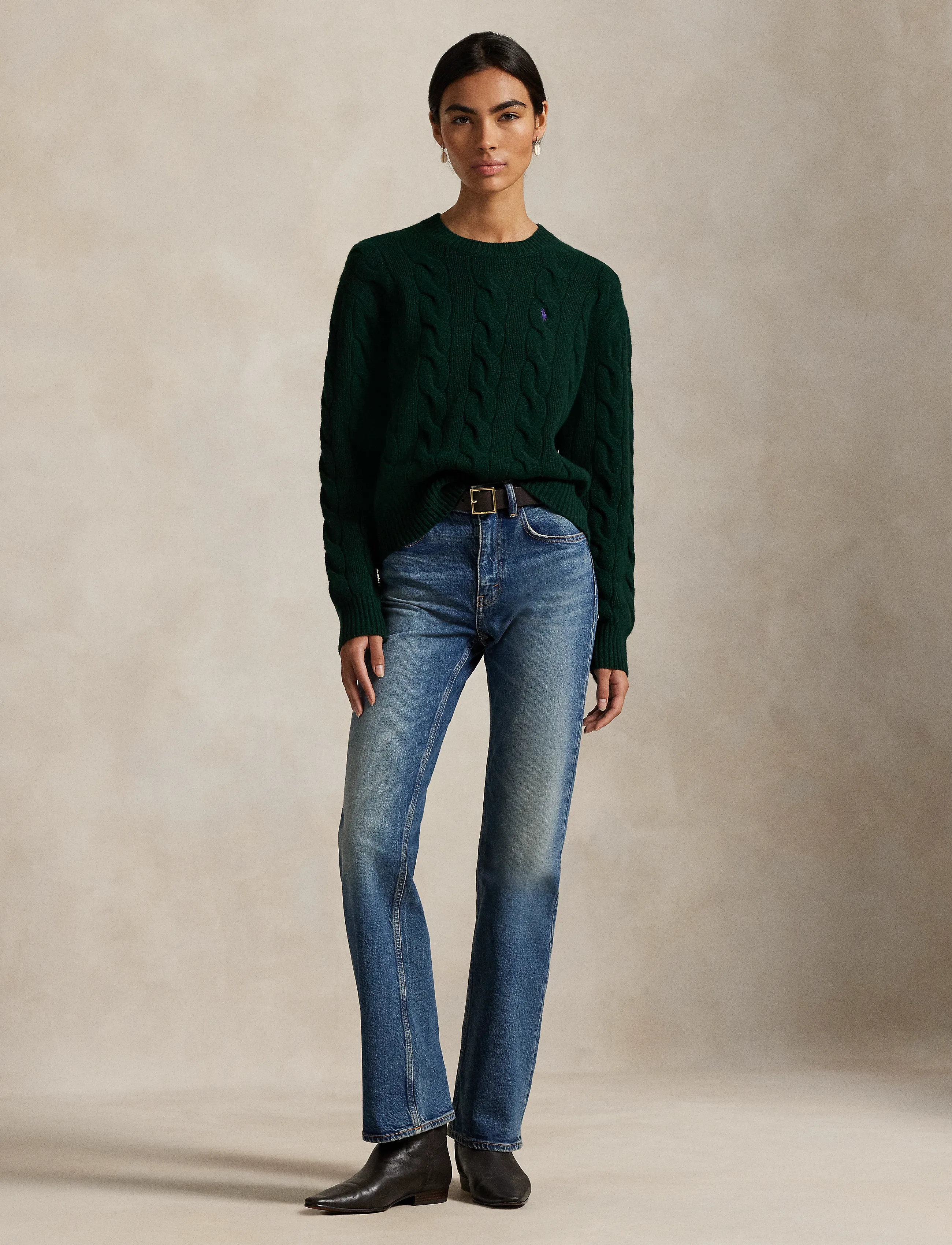 Polo Ralph Lauren - Cable-Knit Wool-Cashmere Sweater - kashmir - college green - 1