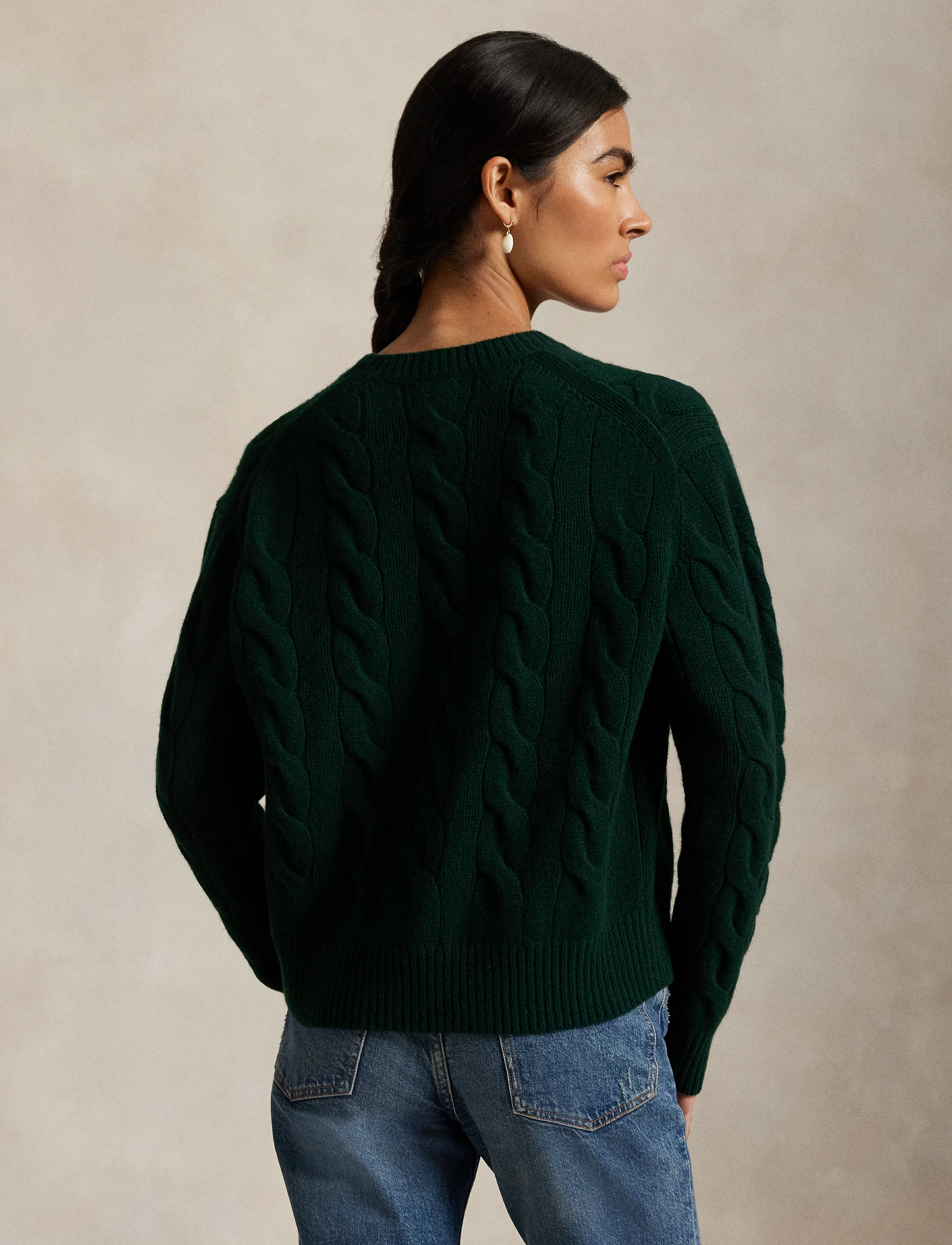 Polo Ralph Lauren - Cable-Knit Wool-Cashmere Sweater - kashmir - college green - 3