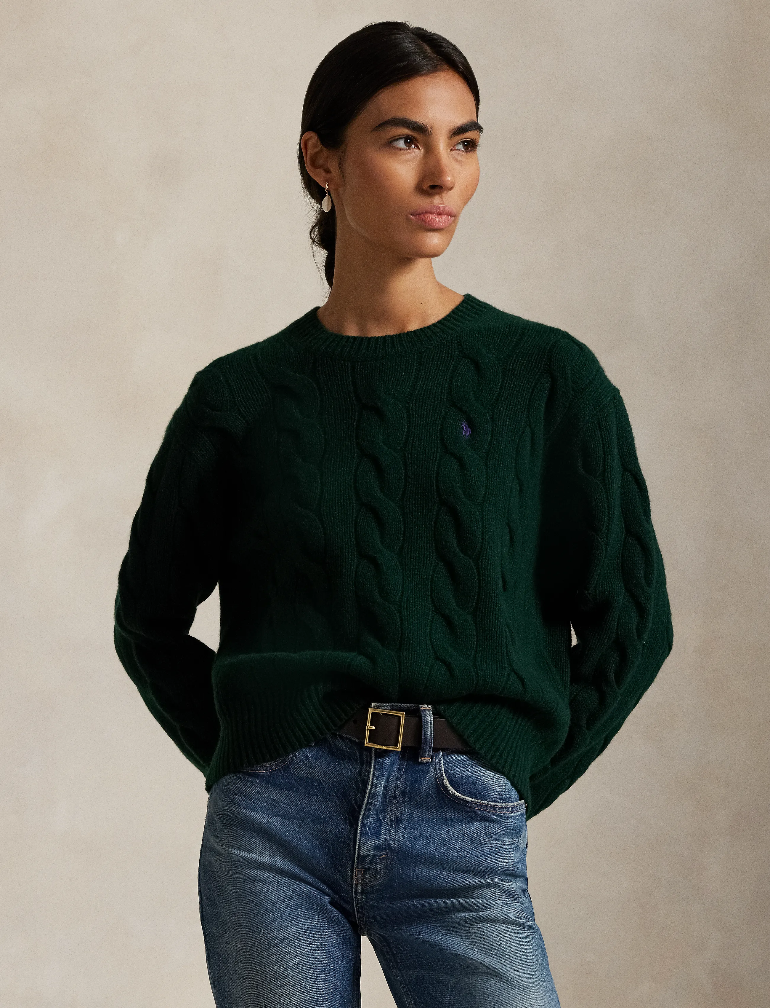 Polo Ralph Lauren - Cable-Knit Wool-Cashmere Sweater - kashmir - college green - 4