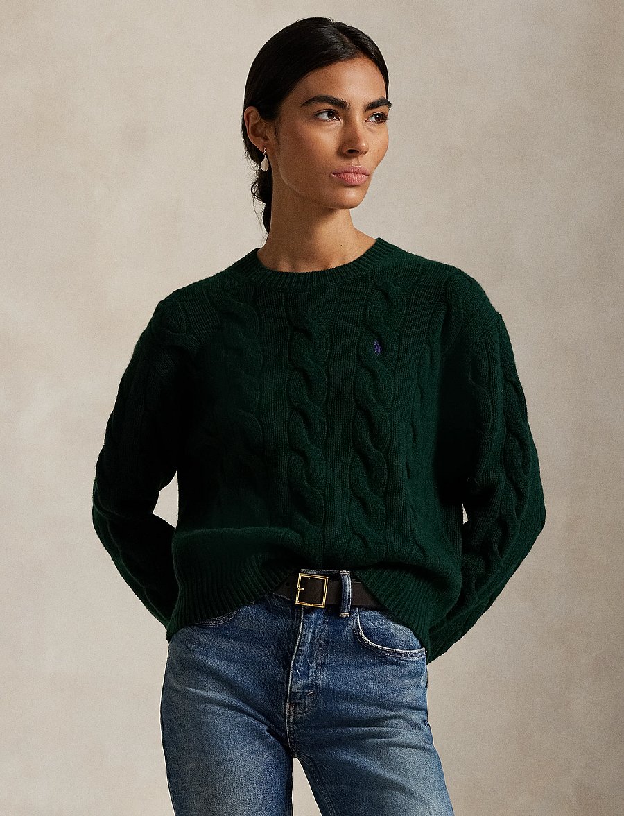 Polo Ralph Lauren - Cable-Knit Wool-Cashmere Sweater - kashmir - college green - 4
