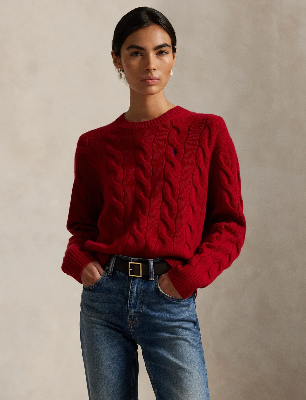 Polo Ralph Lauren - Cable-Knit Wool-Cashmere Sweater - pullover - fireside red - 3