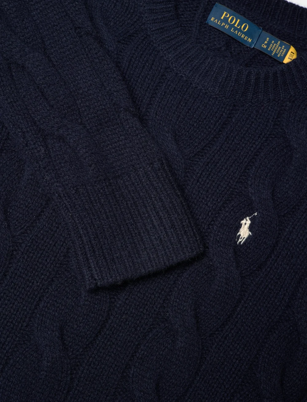 Polo Ralph Lauren - Cable-Knit Wool-Cashmere Sweater - peysur - hunter navy - 2