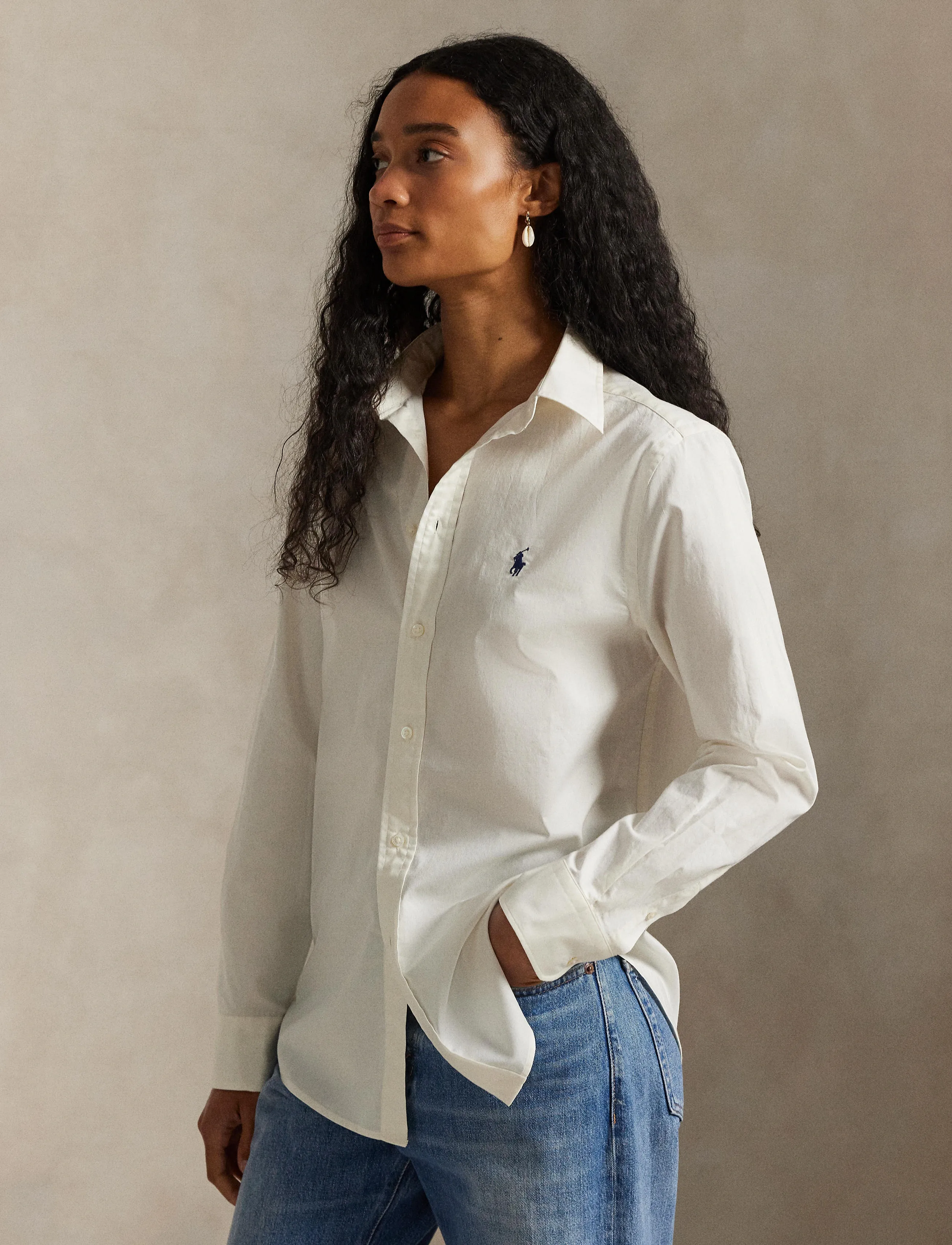 Polo Ralph Lauren Classic Fit Cotton Twill Shirt - Shirts - ANTIQUE CREAM / cream