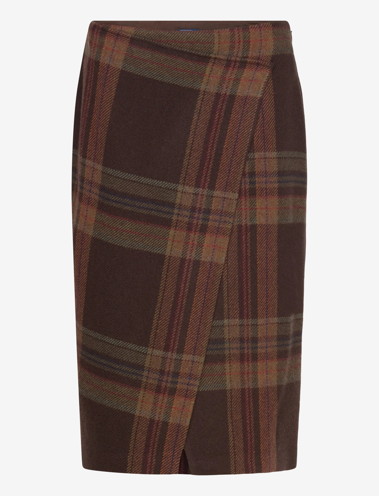 Polo Ralph Lauren - Plaid Tweed Wrap Skirt - omlottkjolar - 1926 brown plaid - 0