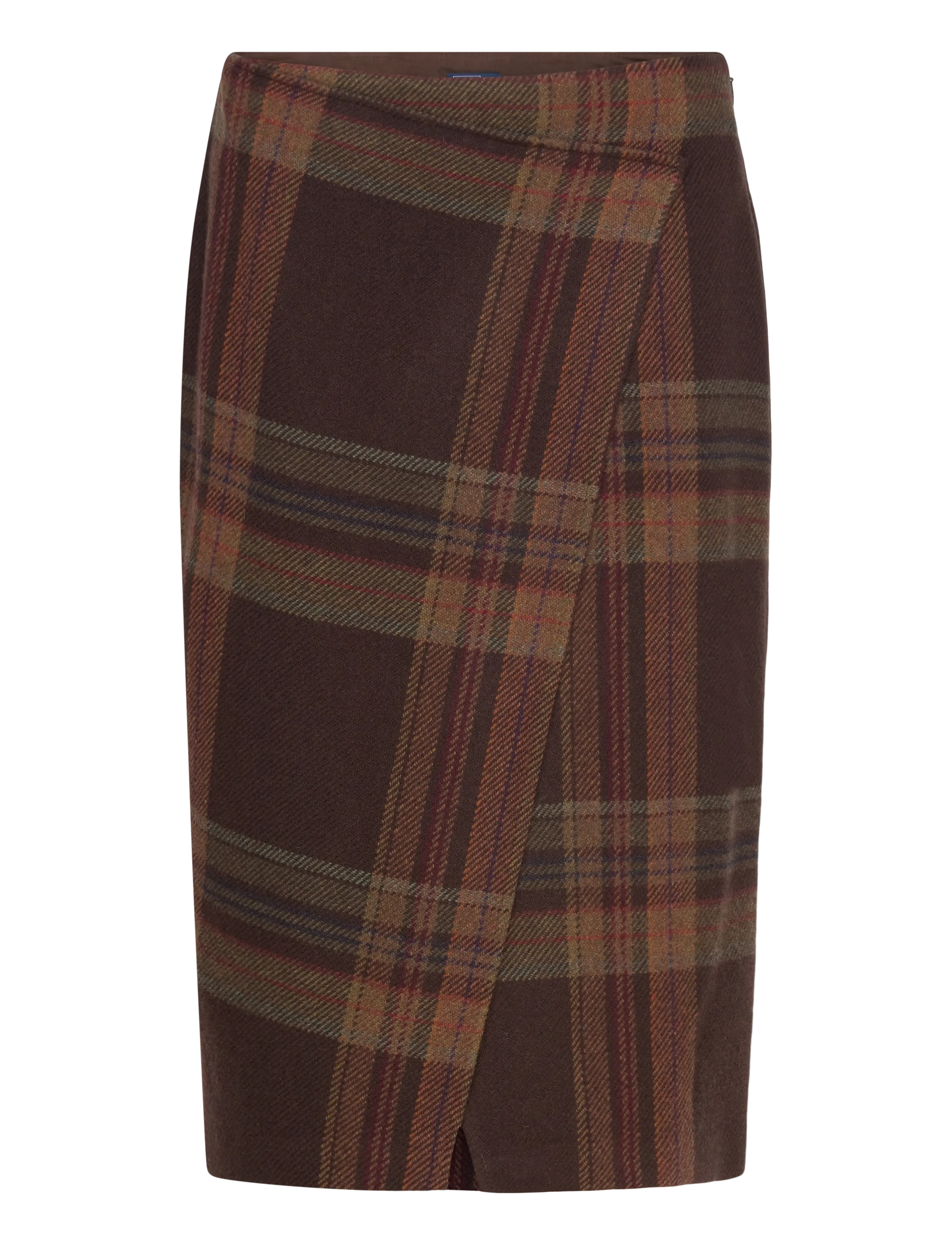 Polo Ralph Lauren Plaid Tweed Wrap Skirt - Transitional Layering - 1926 BROWN PLAID / brown