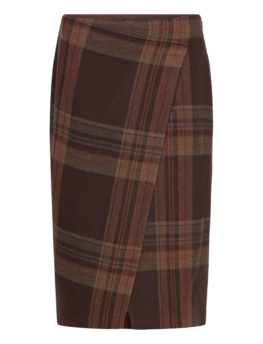 Polo Ralph Lauren - Plaid Tweed Wrap Skirt - jupes portefeuille - 1926 brown plaid - 0