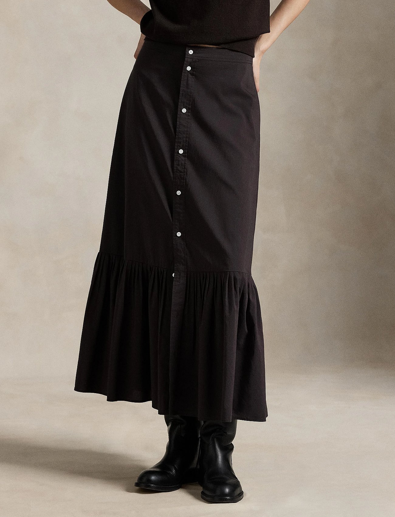 Cotton-Silk A-Line Skirt - SQUIRE BROWN X