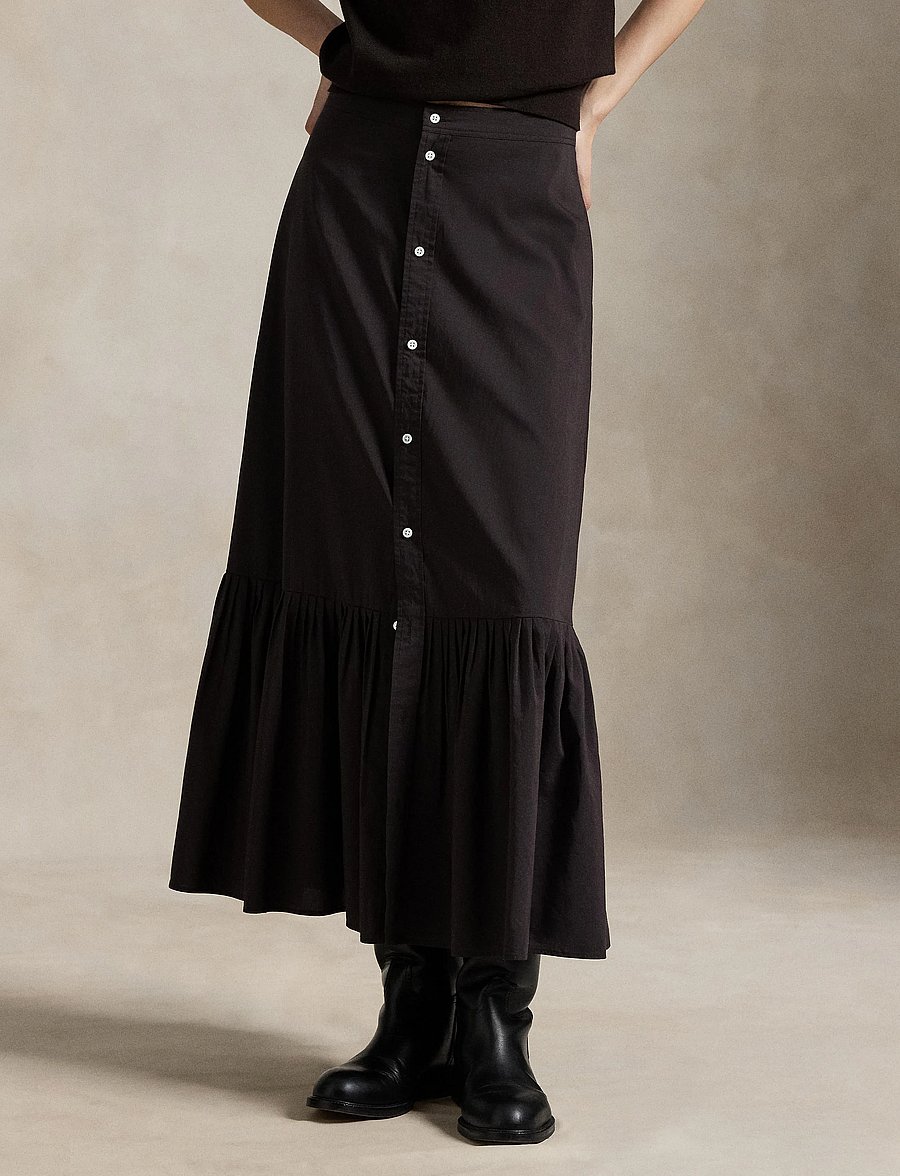 Polo Ralph Lauren - Cotton-Silk A-Line Skirt - jupes midi - squire brown x - 0