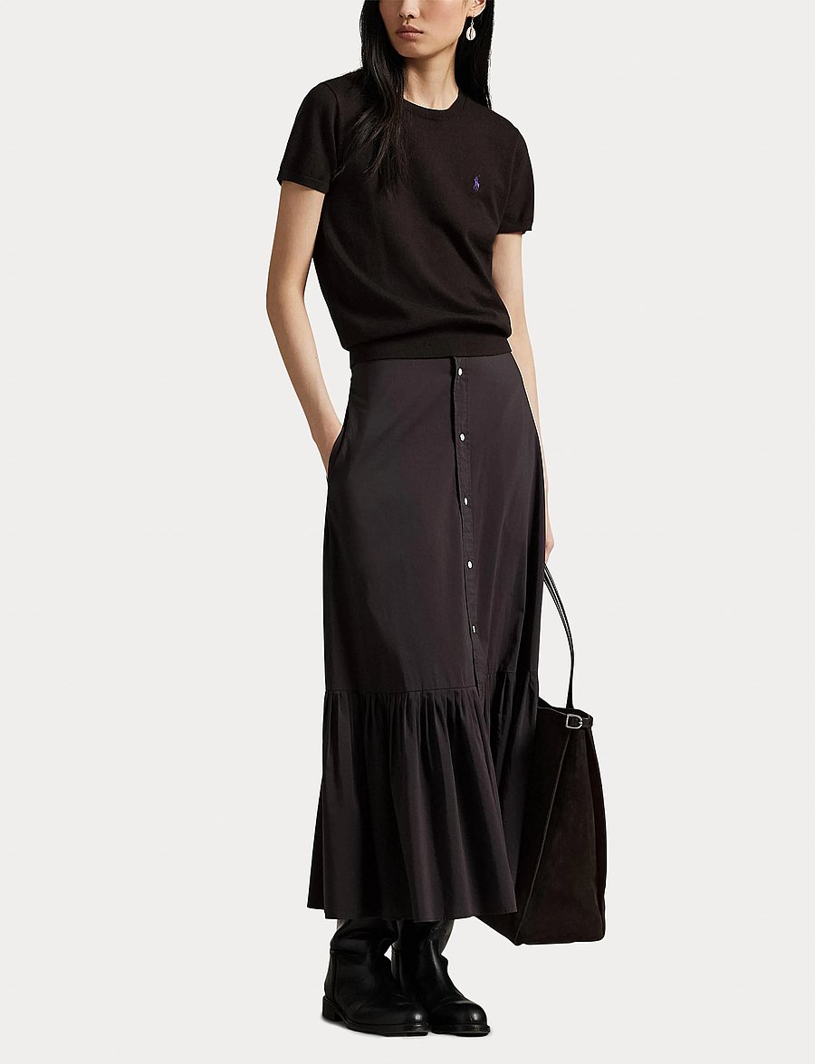 Polo Ralph Lauren - Cotton-Silk A-Line Skirt - jupes midi - squire brown x - 4