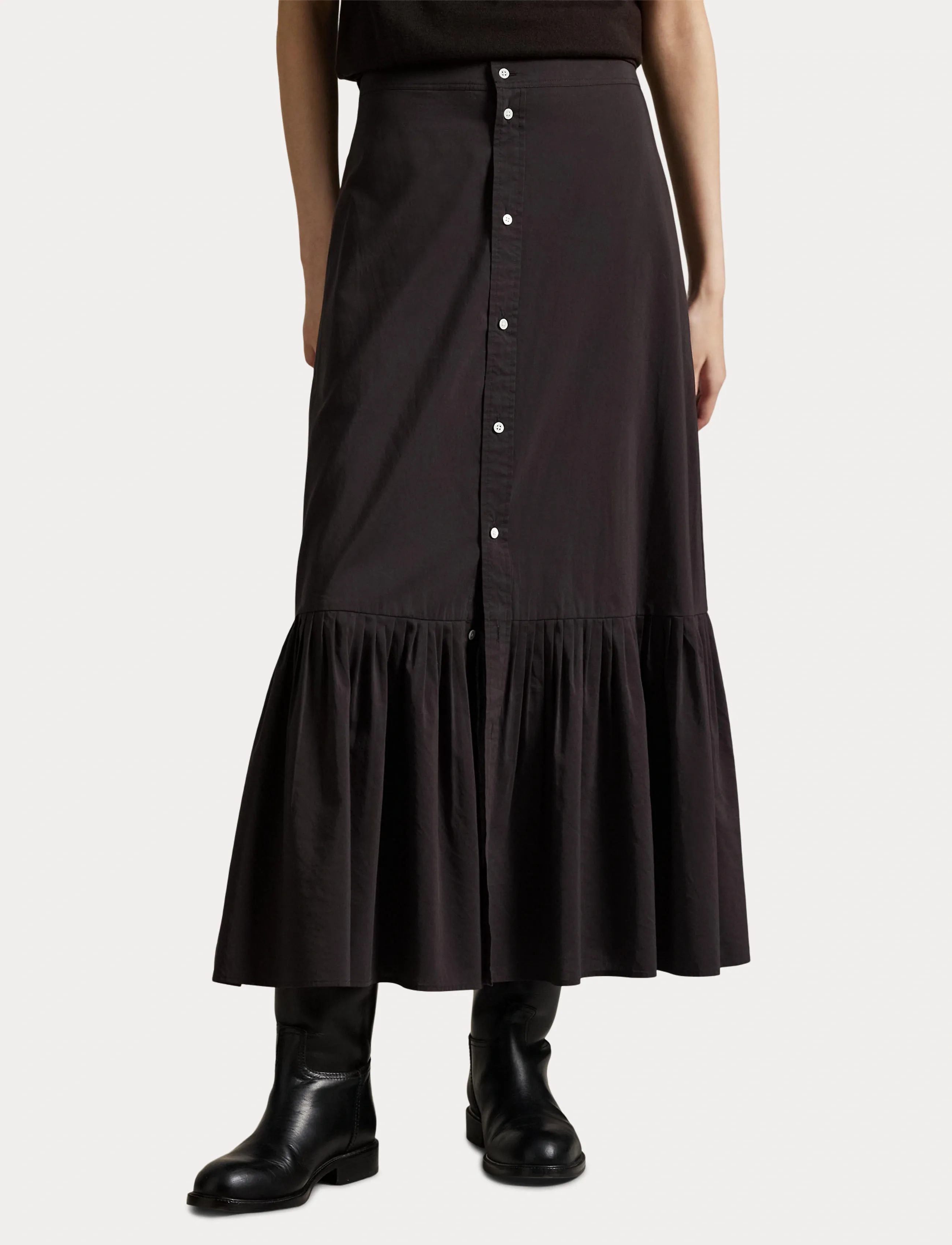 Polo Ralph Lauren - Cotton-Silk A-Line Skirt - jupes midi - squire brown x - 5