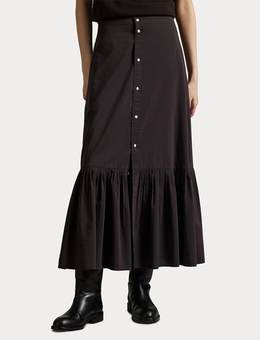 Polo Ralph Lauren - Cotton-Silk A-Line Skirt - jupes midi - squire brown x - 5