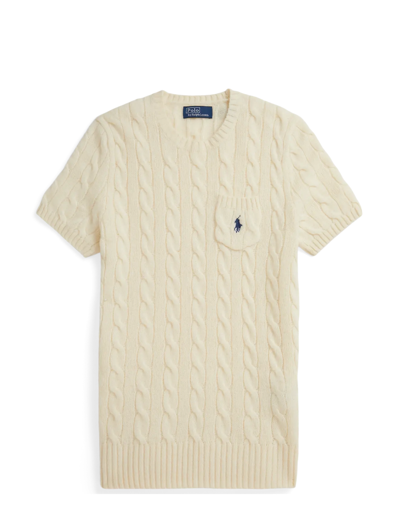 Polo Ralph Lauren Cable Wool-Cashmere Short-Sleeve Sweater - T-shirts & Toppar - AUTHENTIC CREAM / cream