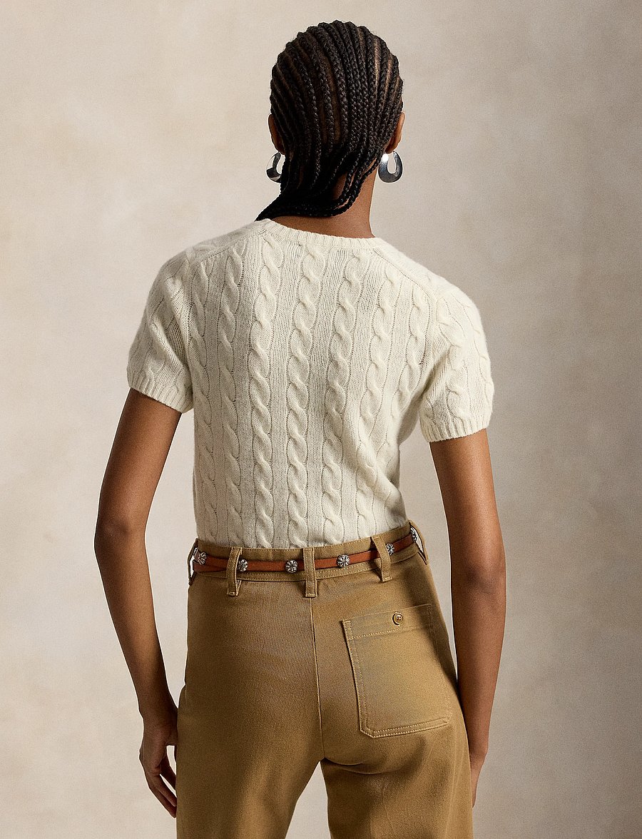 Polo Ralph Lauren - Cable Wool-Cashmere Short-Sleeve Sweater - authentic cream - 4