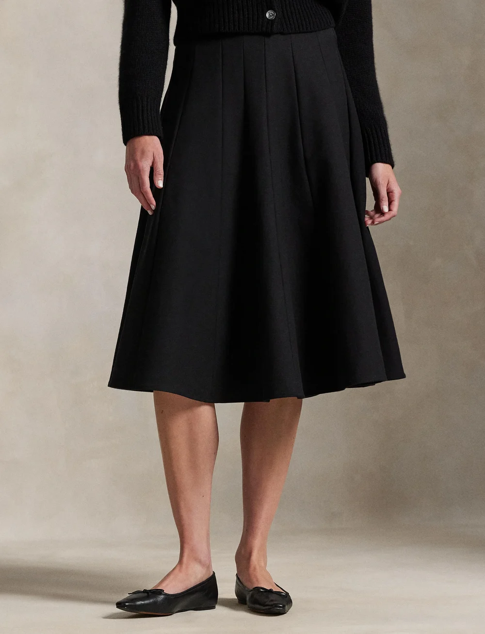 Polo Ralph Lauren - STRTCH CTN DBL CLTH-WVN-SKIRT - midi skjørt - polo black - 0