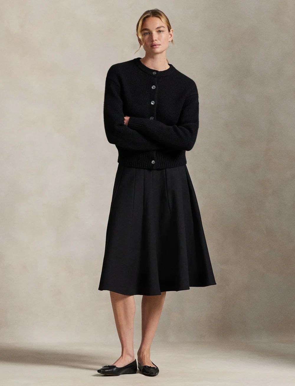 Polo Ralph Lauren - STRTCH CTN DBL CLTH-WVN-SKIRT - midi skjørt - polo black - 3