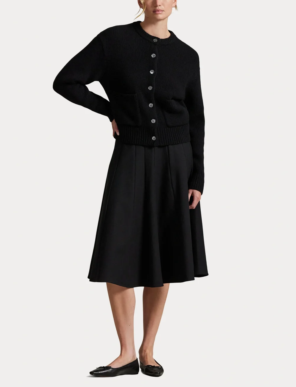 Polo Ralph Lauren - STRTCH CTN DBL CLTH-WVN-SKIRT - midi skjørt - polo black - 4