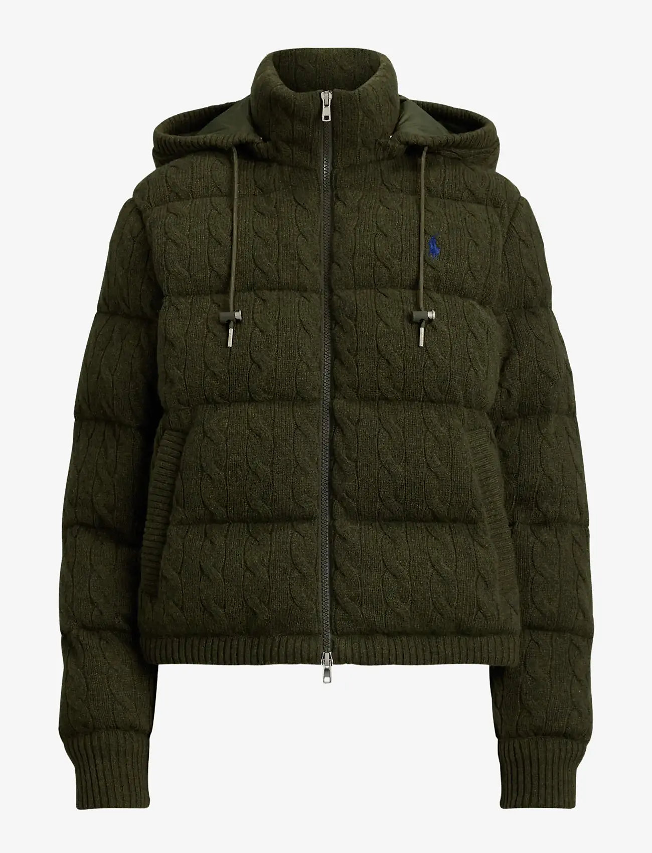Polo Ralph Lauren - Cable-Knit Wool-Cashmere Quilted Jacket - forede jakker - green bay melange - 1